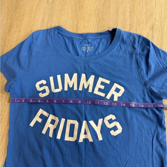EUC JCrew Factory Summer Fridays Blue Collectors TShirt Medium Summer Vacation - Picture 4 of 9
